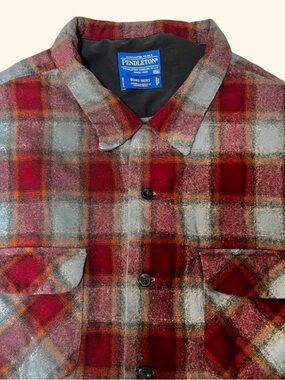 Pendleton Original Board Shirt Flannel Men's XXXL 3XL Wool Red Gray Tartan Plaid